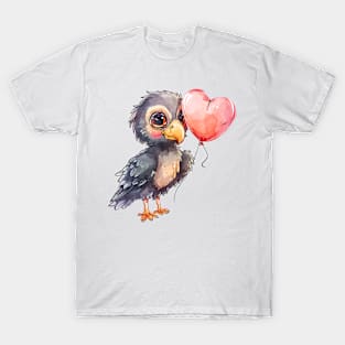 Valentine Vulture Holding Heart Shaped Balloons T-Shirt